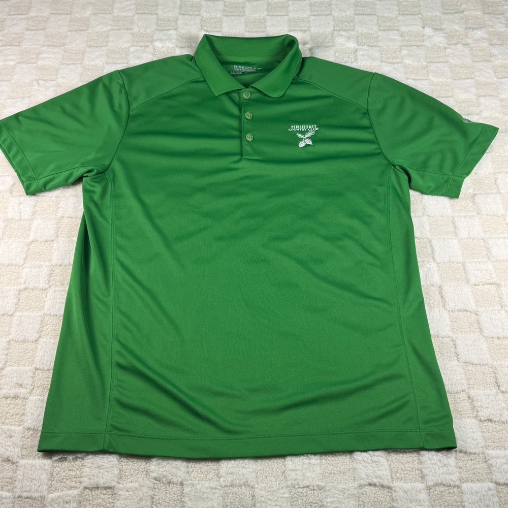 Nike Golf Polo Shirt Men's Large Green Pinehurst CC Dri-Fit Tour Performance‎